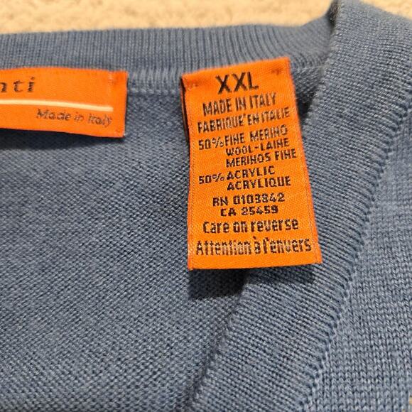 Sette Ponti Blue Argyle Sweater Made in Italy Merino Wool blend V-neck Men's XXL - Picture 3 of 10